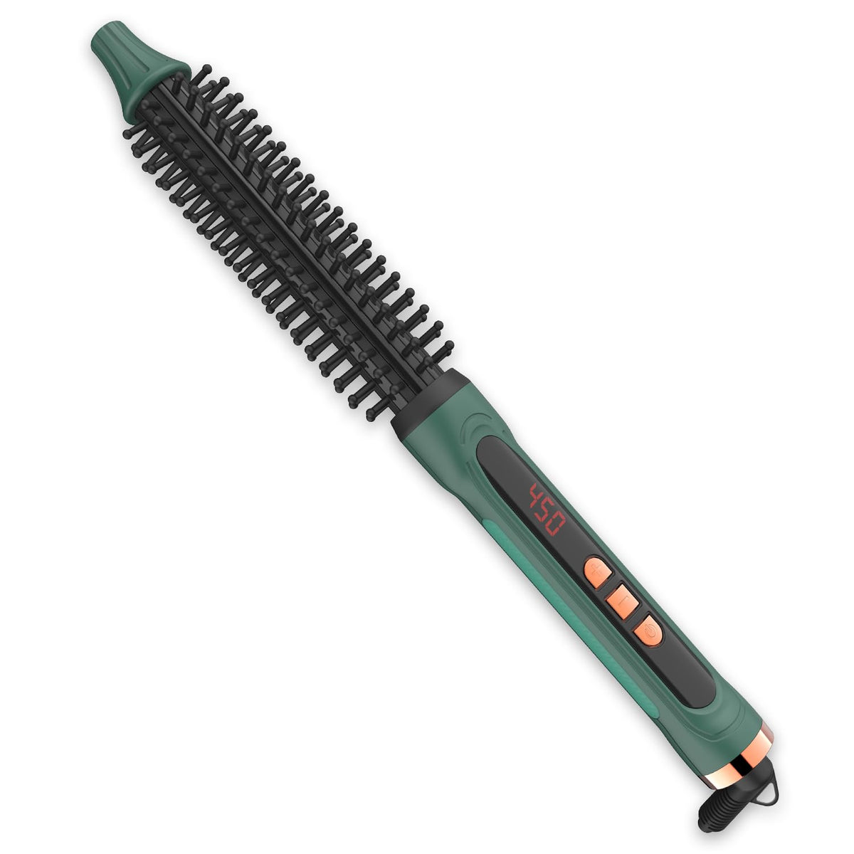 BANGMENG mini brush front view showing compact heated barrel and handle for precise styling