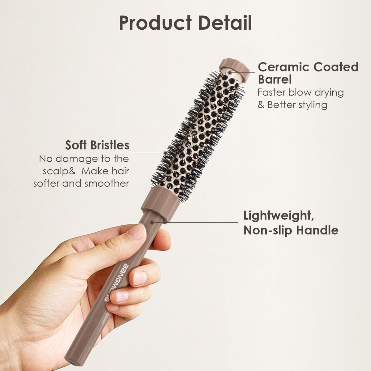 BANGMENG soft nylon bristles detail that smooth hair and reduce pulling during blow-drying