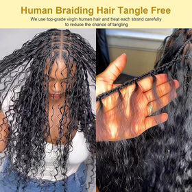 Bangxunk pre-stretched ends detail showing smooth tips for easier braiding and reduced frizz