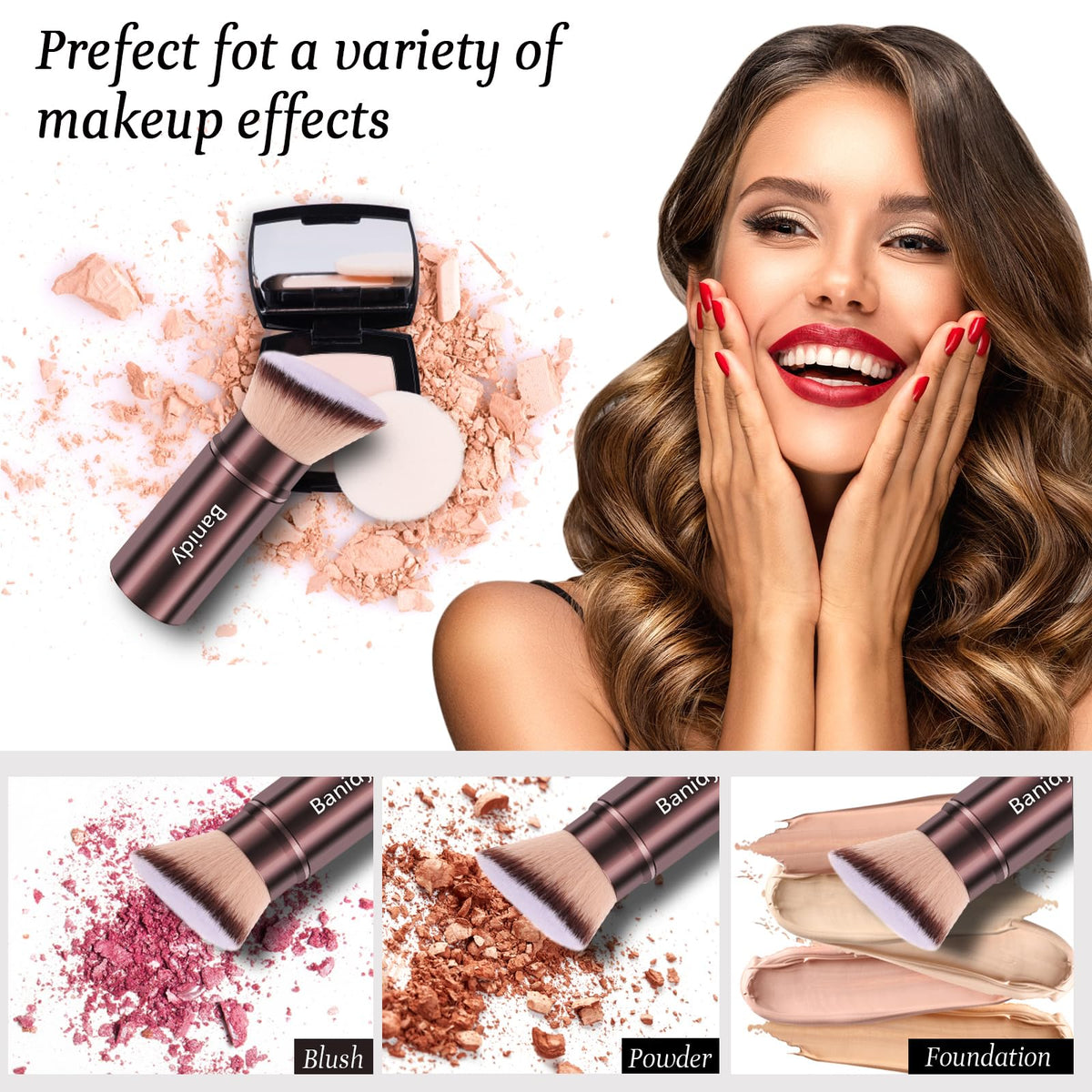 Banidy close-up of bristles highlighting soft, dense fibers for smooth blending