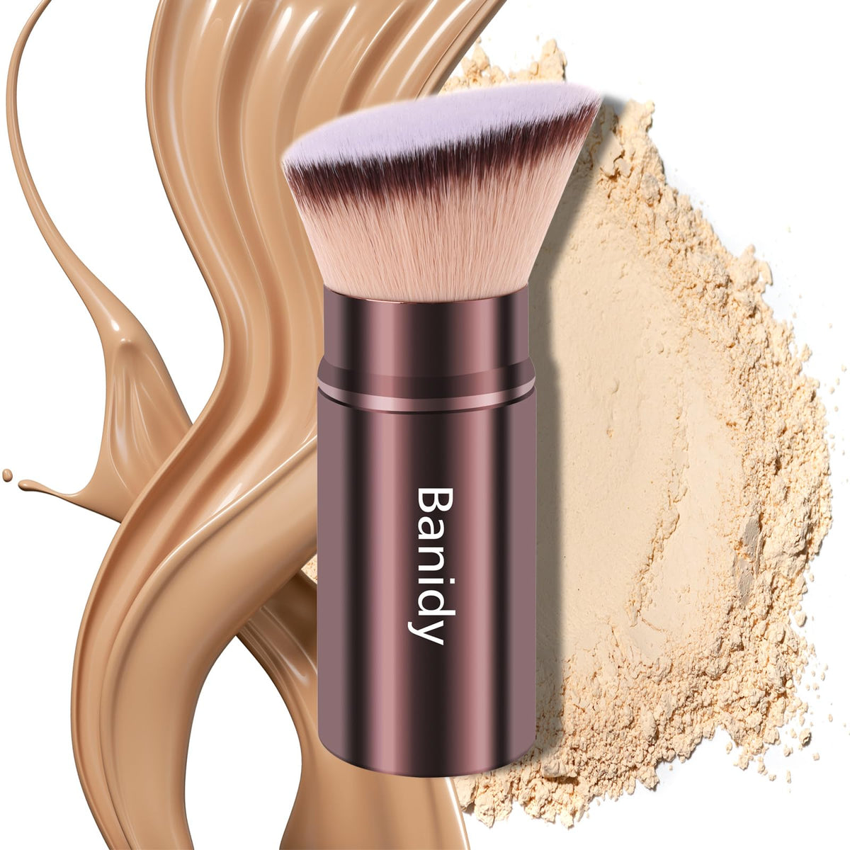 Banidy front view retractable kabuki brush showing compact design and easy grip