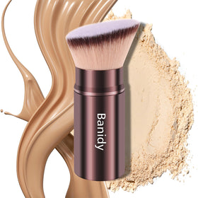 Banidy front view retractable kabuki brush showing compact design and easy grip