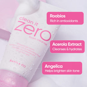 BANILA CO ingredient close-up with botanicals, emphasizes soothing benefits
