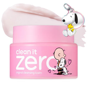 BANILA CO jar front view showing Snoopy design and vegan balm benefits