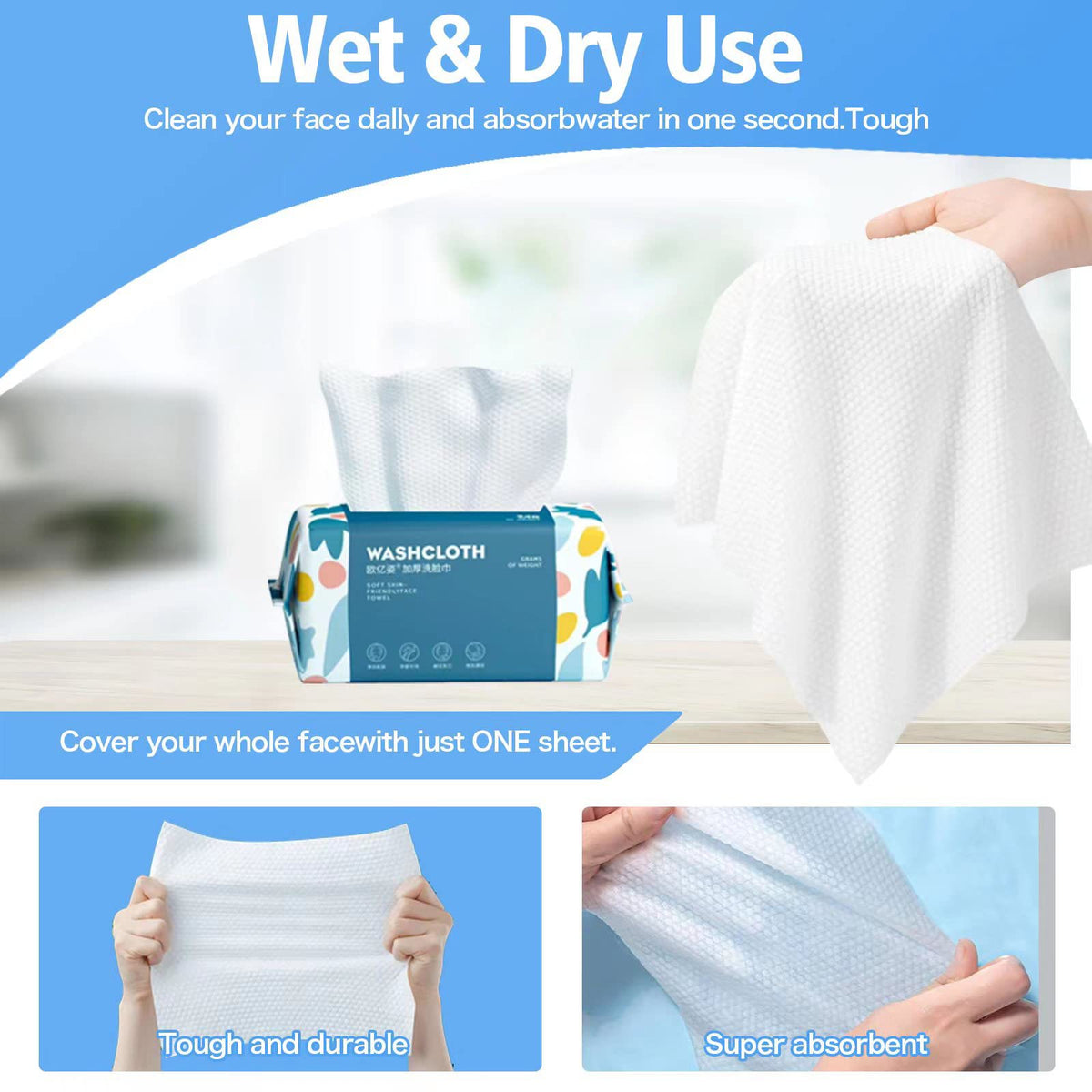 BanYakong wet wipe removing foundation demonstrating gentle effective cleansing
