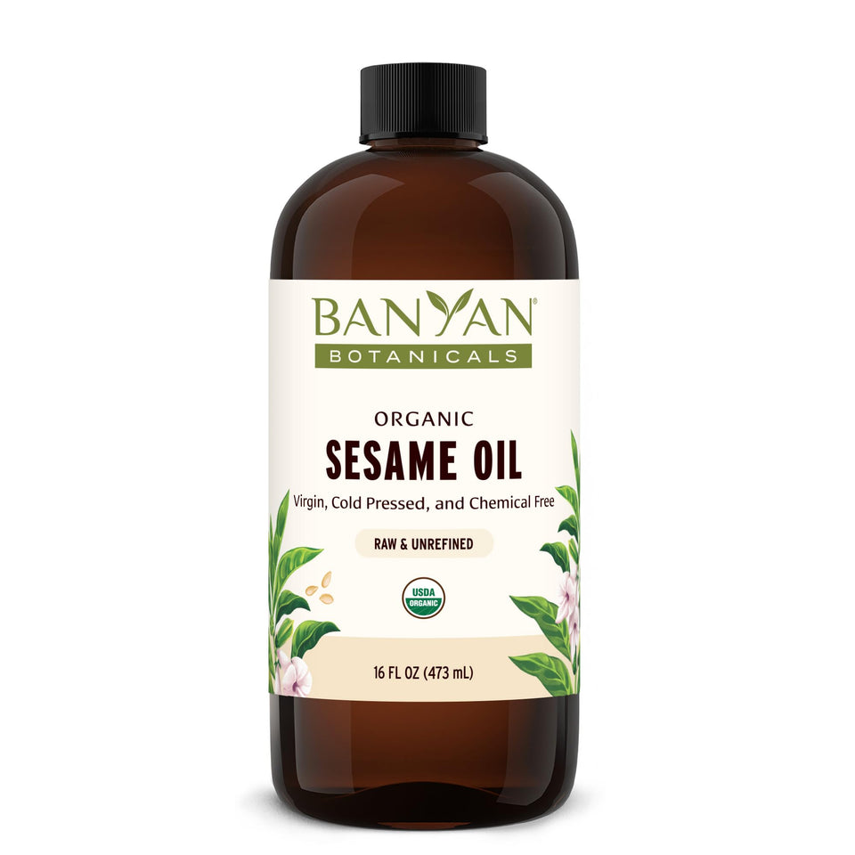 Banyan Botanicals front packaging showing organic sesame oil benefits