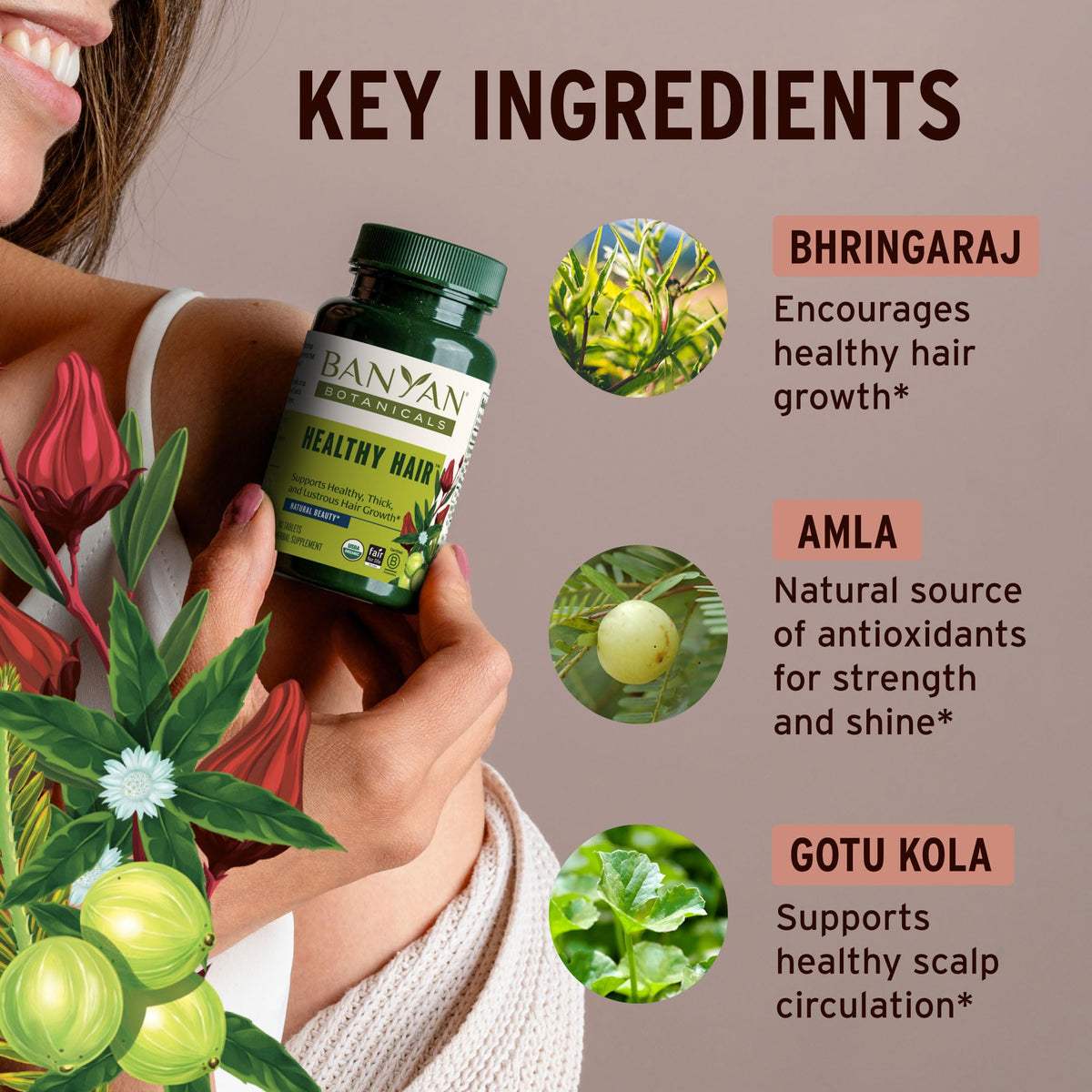 Banyan Botanicals tablet close-up revealing smooth texture and uniform shape