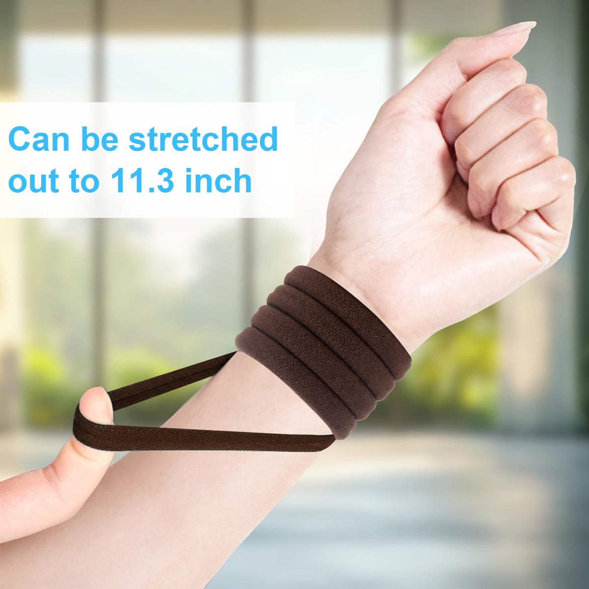 BAOLI hair tie in use on thick ponytail for secure all-day hold and comfort