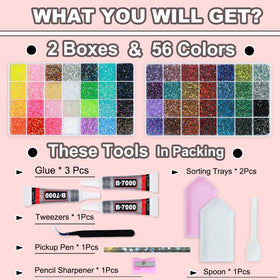 BAOYAALIN open organizer box with 28 colorful 3mm gems visible for easy selection