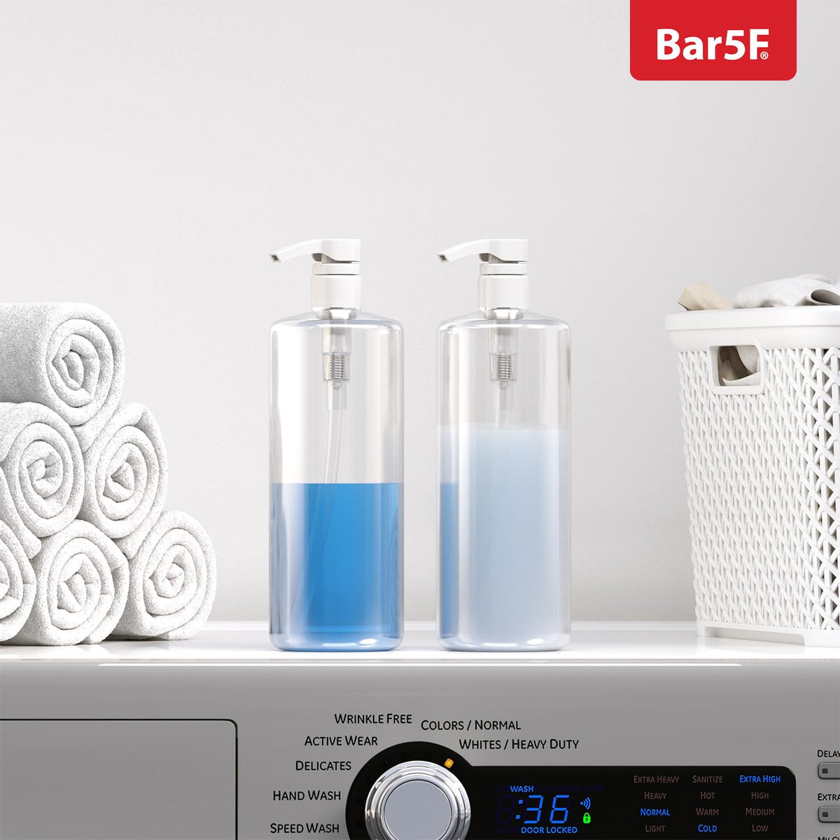 Bar5F in-shower lifestyle shot showing easy one-handed operation