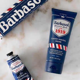 Barbasol 1919 being applied to hand showing easy spread and protective cushion