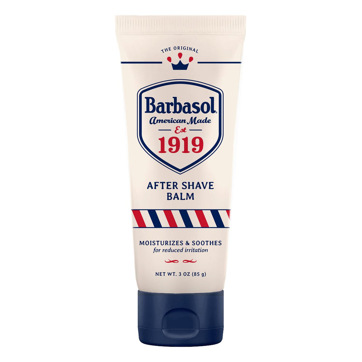 Barbasol 1919 front packaging showing bottle and logo, showcasing compact travel convenience