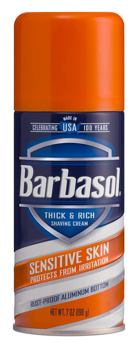 Barbasol close-up foam texture showing dense lather for softer stubble benefit