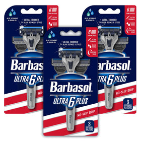 Barbasol lubricating strip with aloe vitamin E argan oil for soothing glide