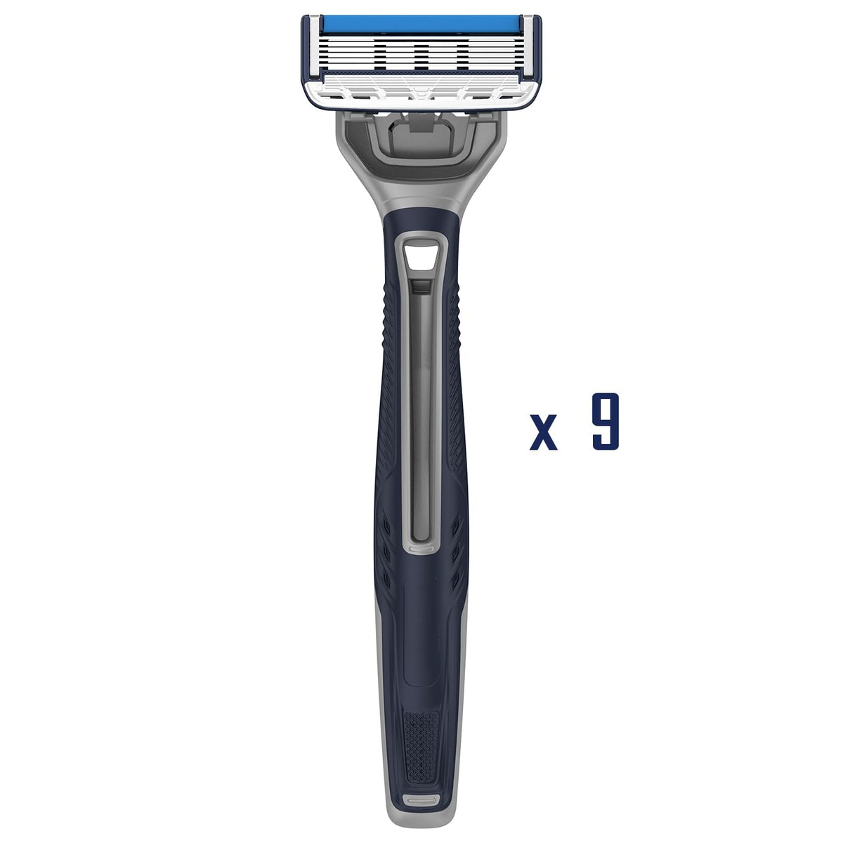 Barbasol pivoting head side view maintaining blade contact on contours