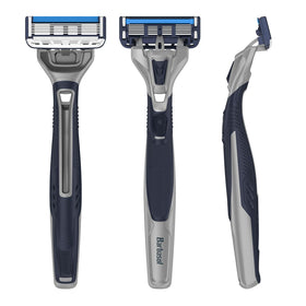Barbasol razor held in hand showing size and control for comfortable grip