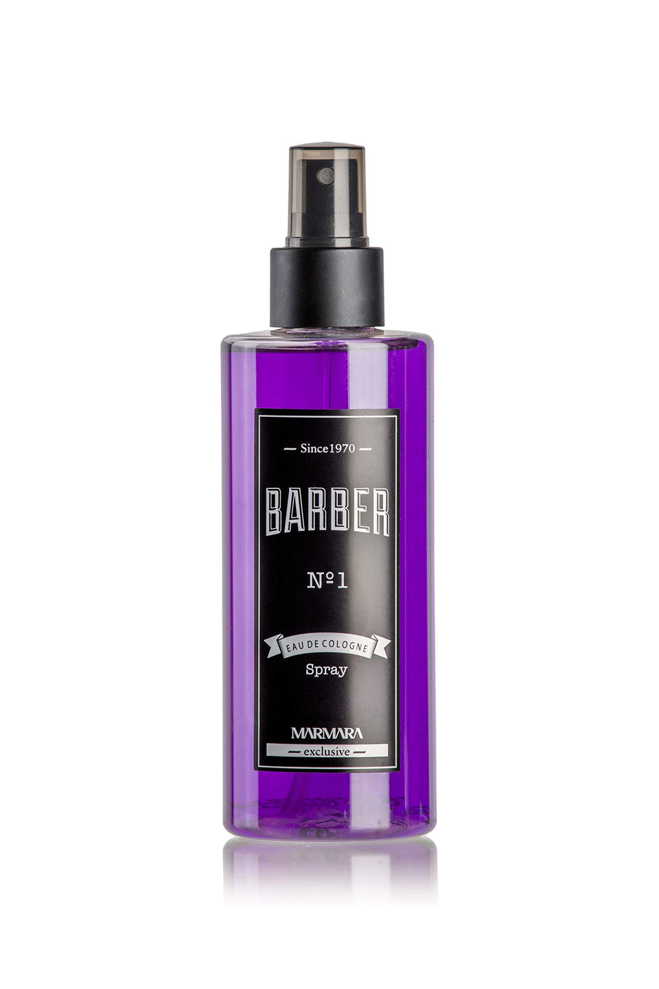 barber marmara front packaging showing elegant glass bottle and branding benefit: premium presentation