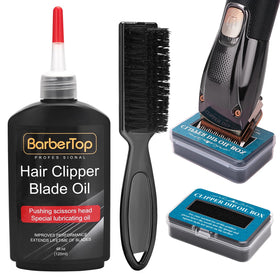BARBERTOP front packaging showing complete oil kit and accessories for neat maintenance