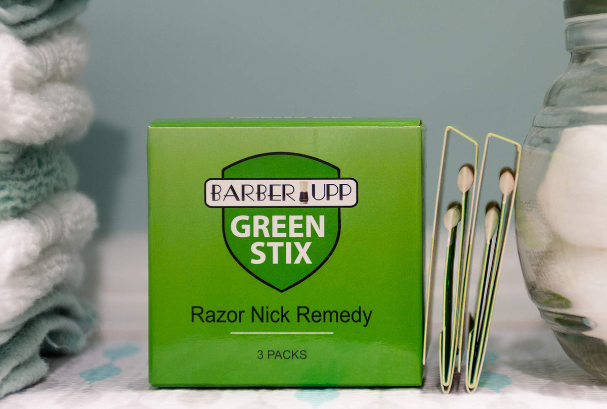 BARBERUPP Green Stix texture and tip detail highlighting precise application benefit