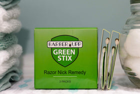 BARBERUPP Green Stix texture and tip detail highlighting precise application benefit