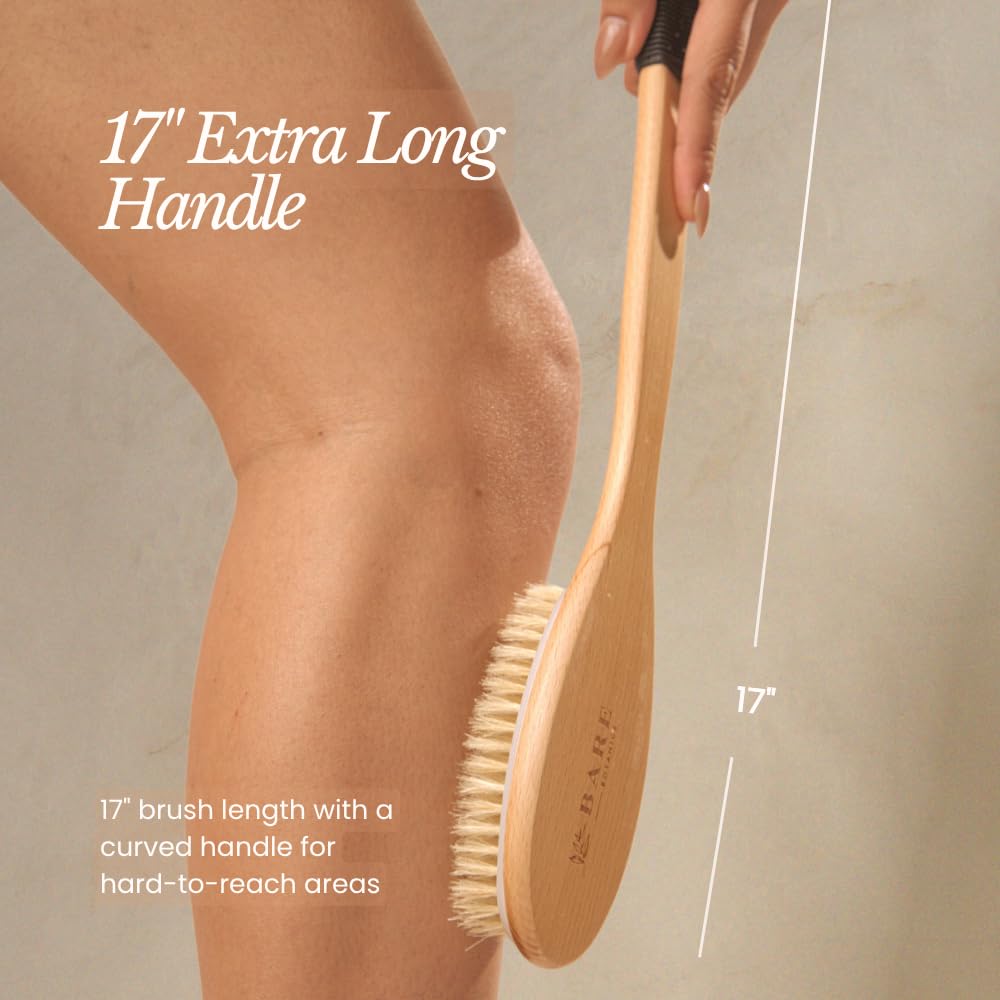 Bare Botanics side profile of curved handle showing ergonomic design for comfortable strokes