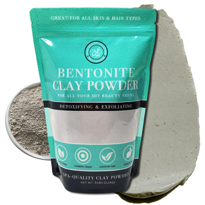 Bare Essentials Living bag front showing 5 lb bentonite clay and product labeling benefits
