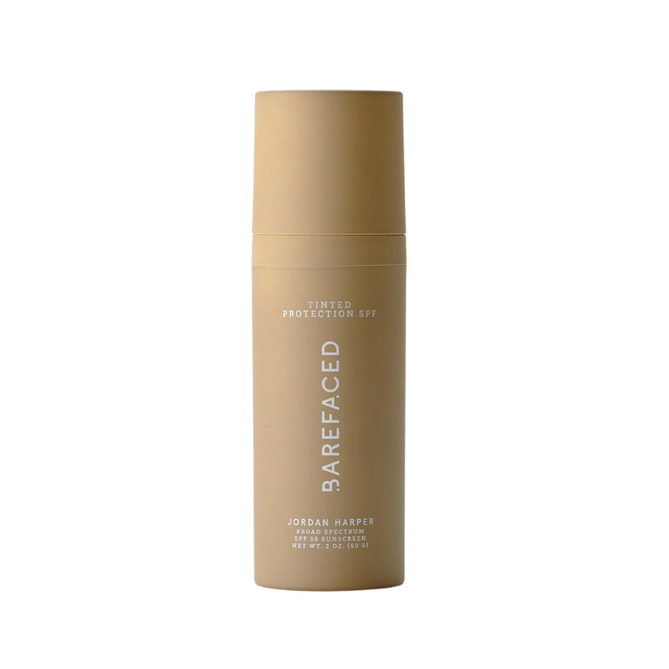 Barefaced front packaging displaying SPF 50+ tint and benefits