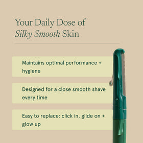 Barefaced razor in use on upper lip demonstrating smoother makeup base