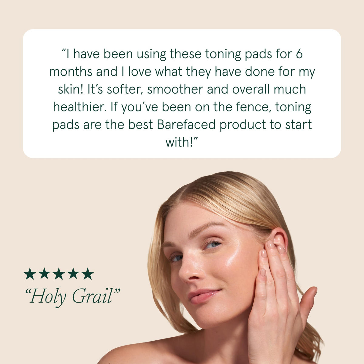 Barefaced pad in hand demonstrating easy swipe application and control