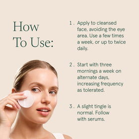 Barefaced pad being used on cheek showing gentle pore-clearing action