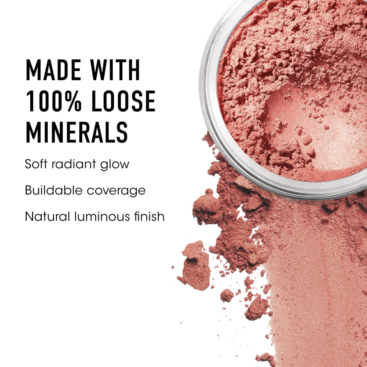 bareMinerals brush applying powder to cheek for even, buildable color