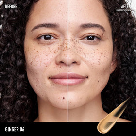 bareMinerals application on cheek with fingertips demonstrating easy use