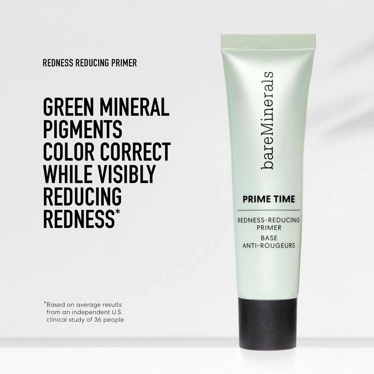 bareMinerals primer applied on hand illustrating hydrated, non-greasy finish