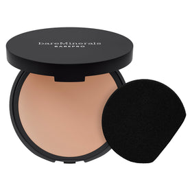 bareMinerals compact front view showing sleek packaging and shade label benefit portability