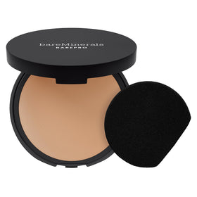 bareMinerals compact front view showing sleek packaging and portability benefit