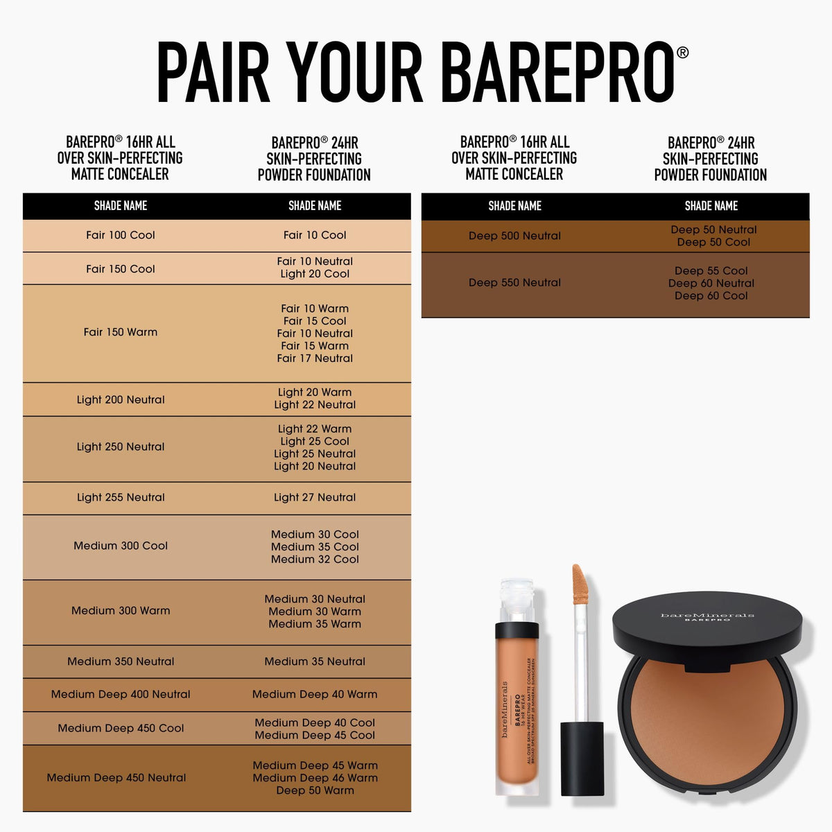 bareMinerals product label close-up showing vegan, talc-free ingredients list