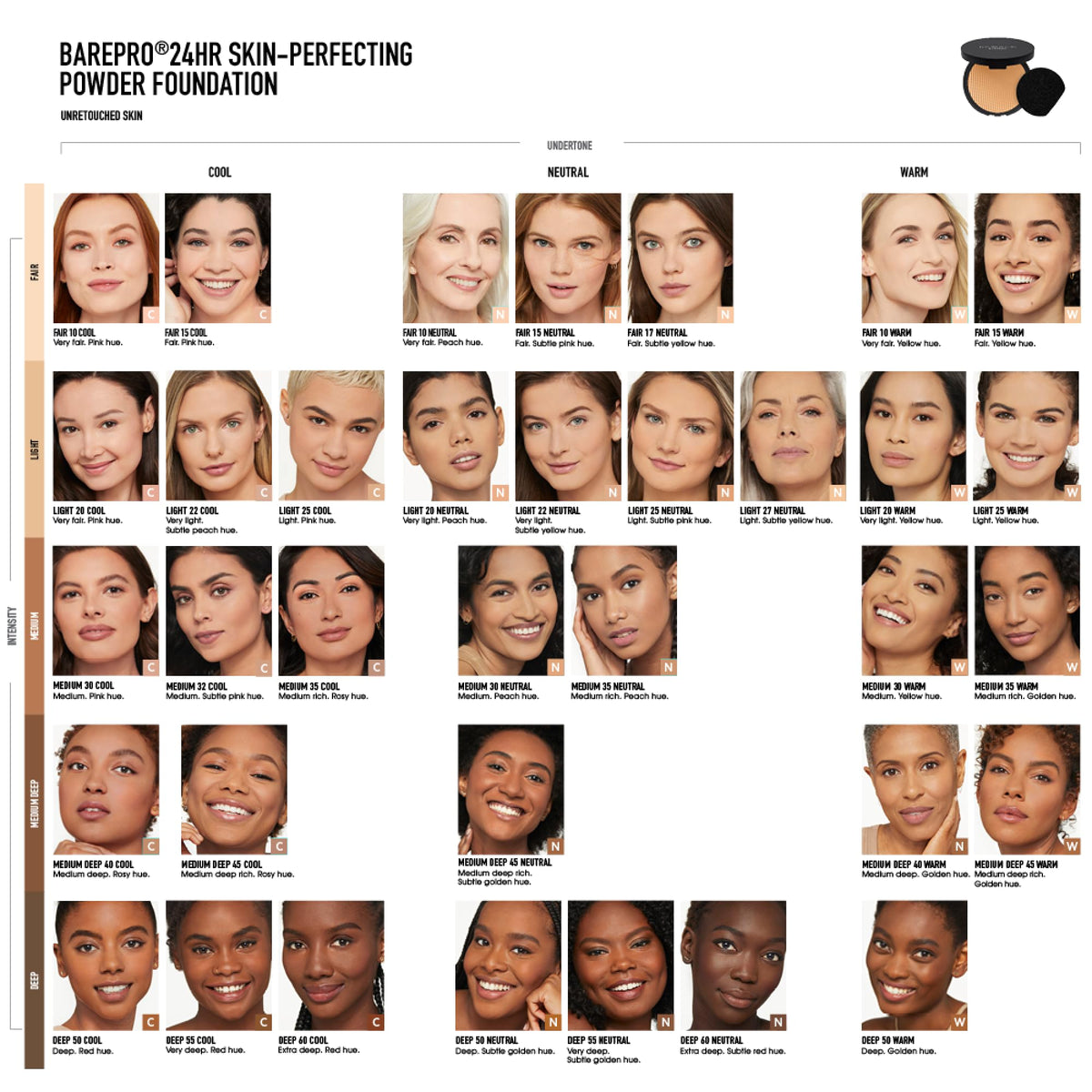 bareMinerals application in mirror showing even coverage and pore-smoothing benefit polished look