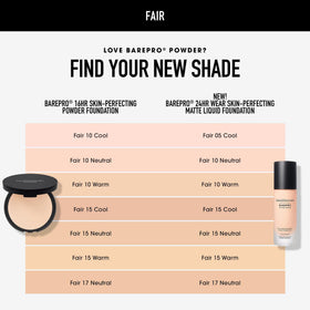 bareMinerals bottle held next to hand to show size and real-life scale
