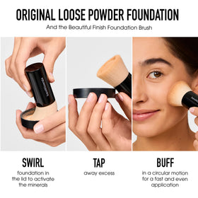 bareMinerals before and after subtle coverage showing evened skin tone