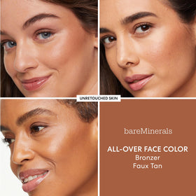 bareMinerals application on cheek with brush demonstrating natural sun-kissed glow