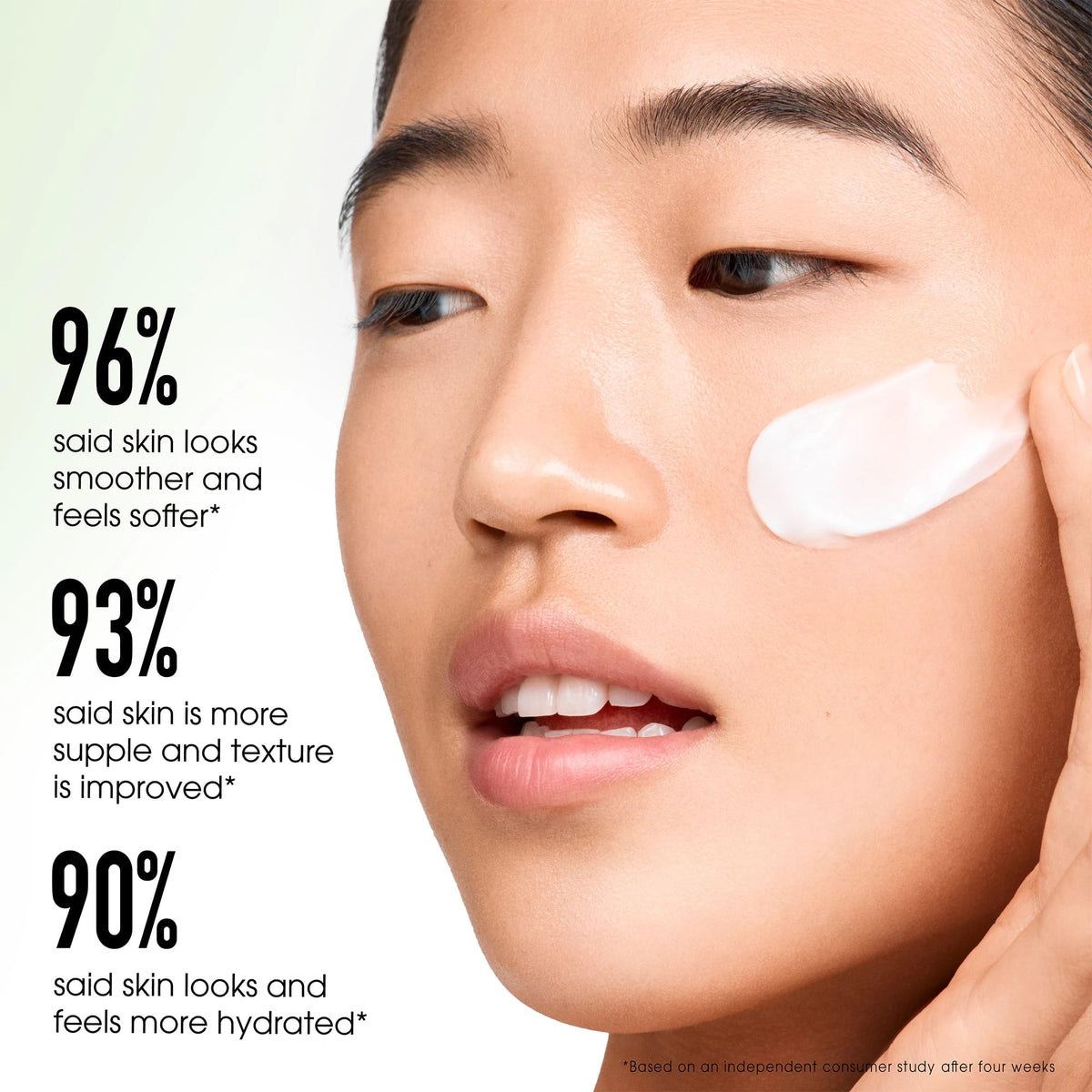 bareMinerals cream spread on skin close-up showing smooth finish and plumping effect