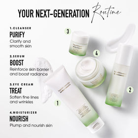 bareMinerals jar on bathroom shelf among skincare, showcases daily use convenience