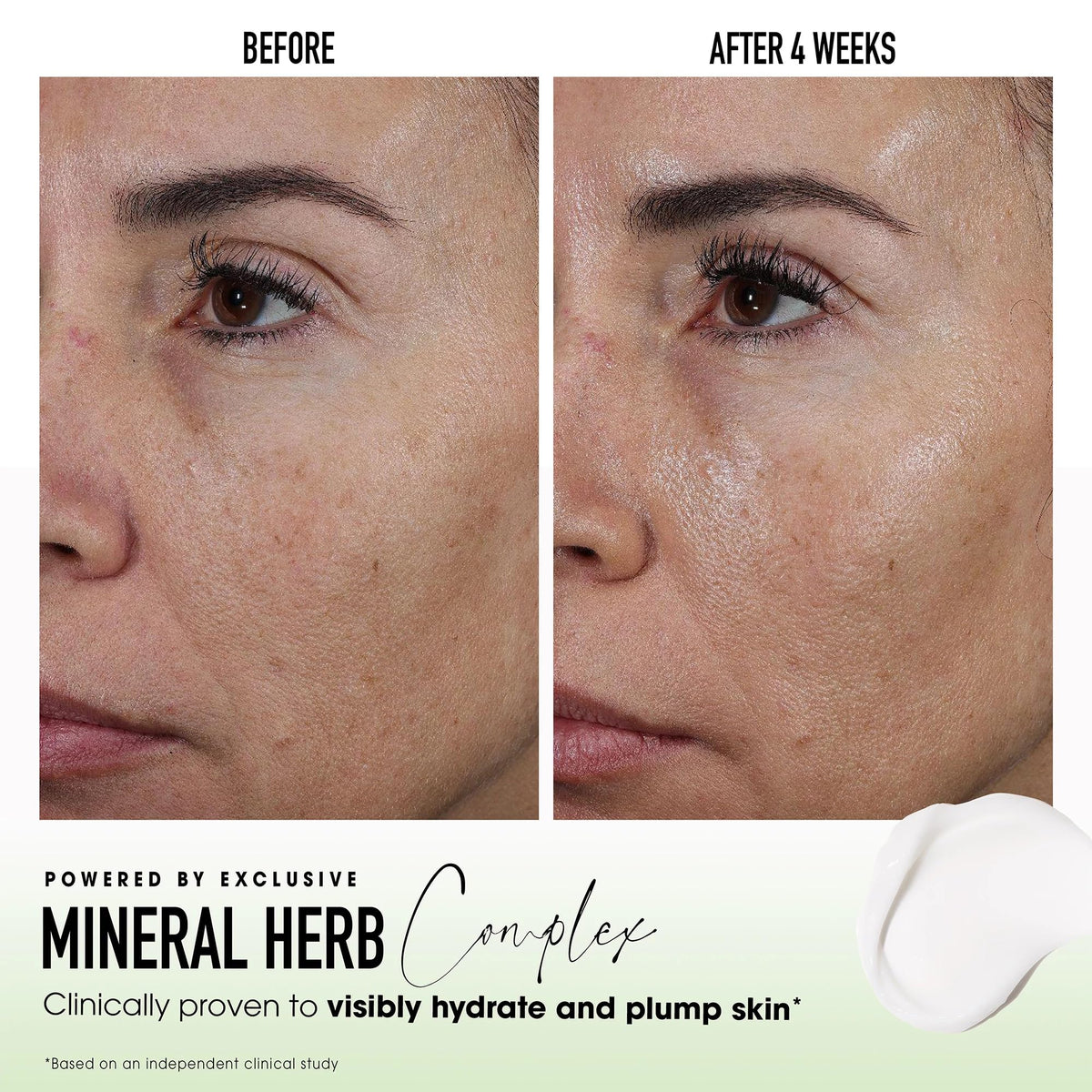 bareMinerals jar open revealing creamy texture, communicates luxurious moisturizing benefit