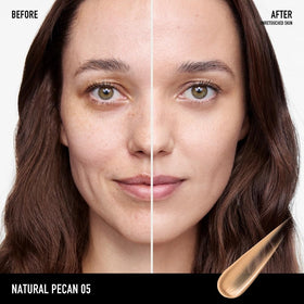bareMinerals swatches on arm showing Natural Pecan shade options