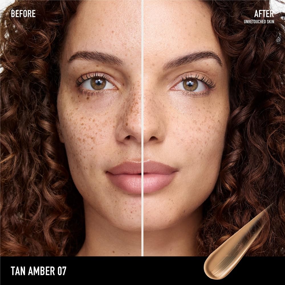 bareMinerals skin swipe showing tan amber 07 blending benefit