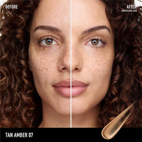 bareMinerals skin swipe showing tan amber 07 blending benefit