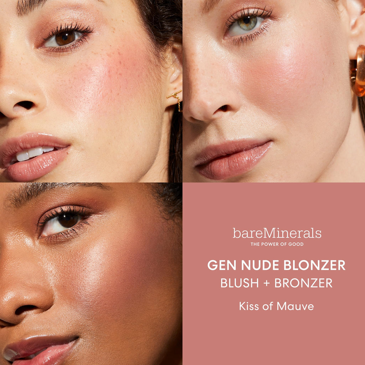 bareMinerals powder swatch texture highlighting blendable rosy-bronze finish