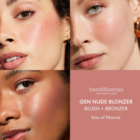 bareMinerals powder swatch texture highlighting blendable rosy-bronze finish