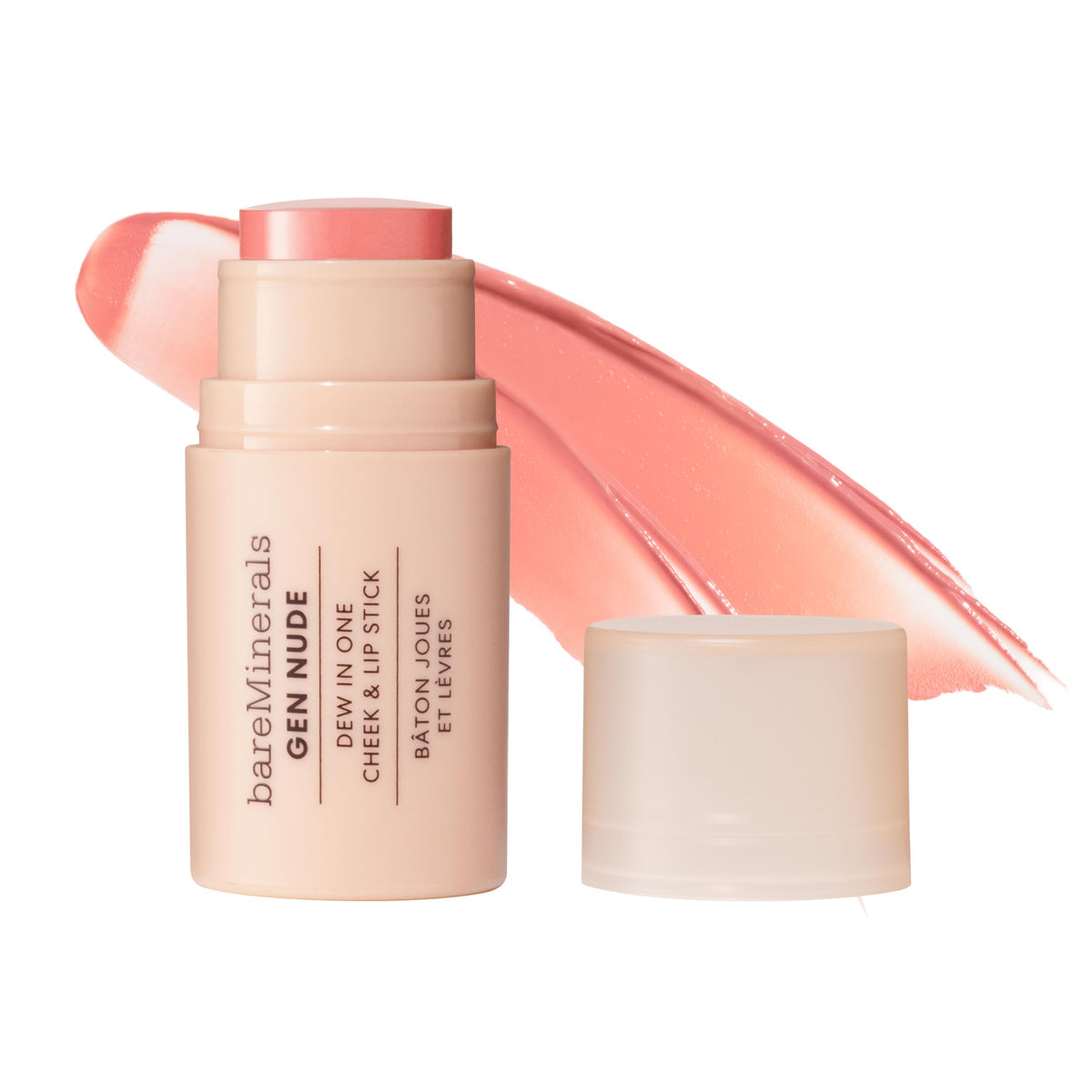 bareMinerals front packaging showing compact stick and shade, convenient for travel