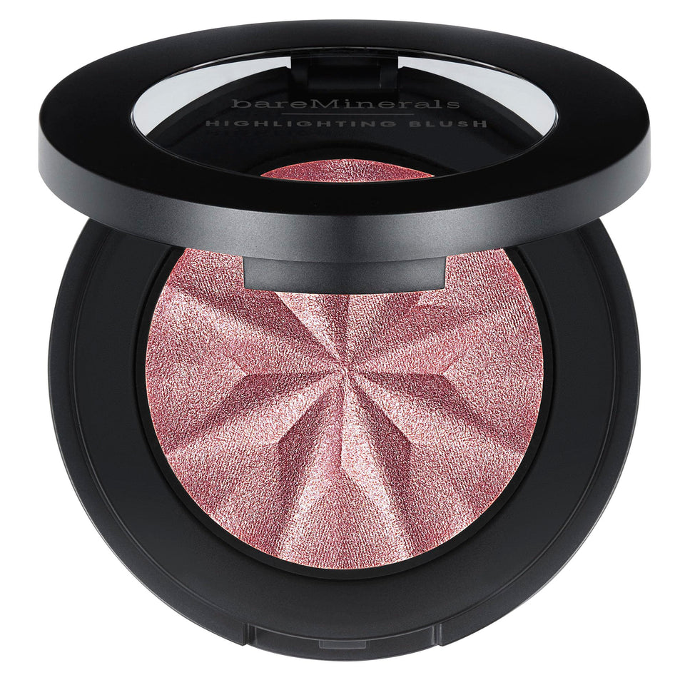 bareMinerals compact front view showing mauve glow, easy-to-carry radiance
